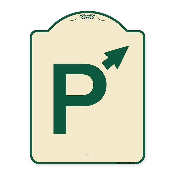 PWith Up Arrow Pointing Right Heavy-Gauge Aluminum Architectural Sign, 24" x 18", TG-1824-23509